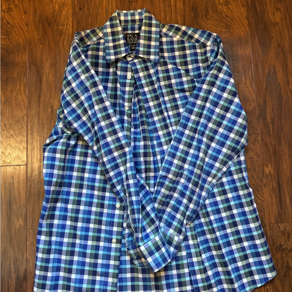 Jos. A. Bank Blue and Green Plaid Shirt